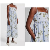 NWT $995 Adeam Intermix "Hydrangea" blue floral midi sun beachy dress 0 Hydrangea