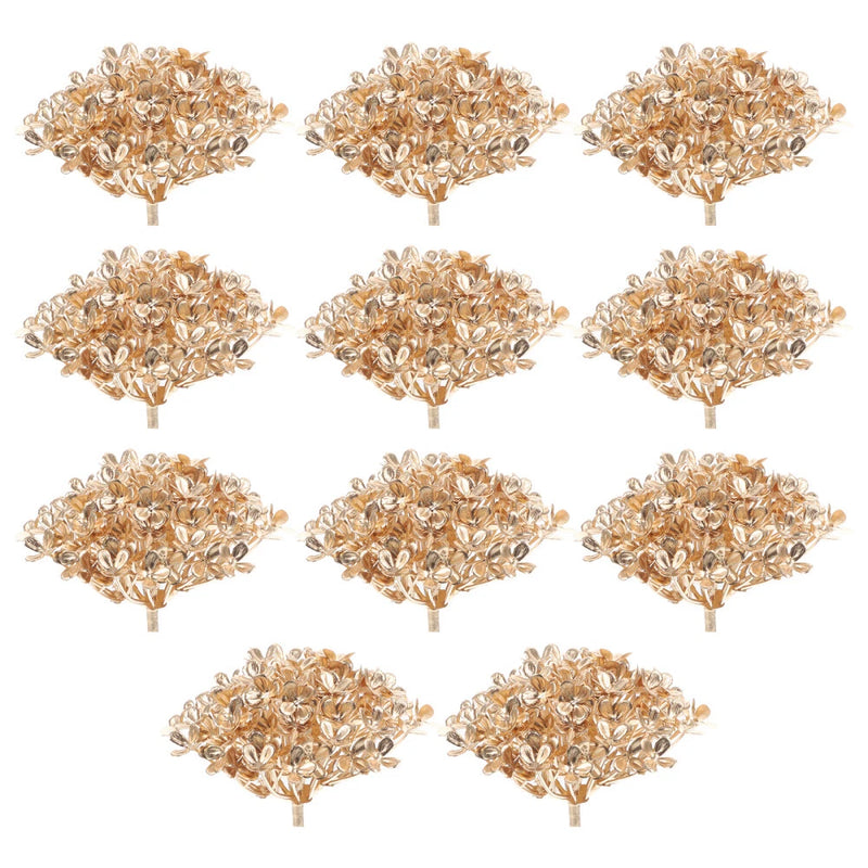 10 Pcs Plastic Golden Artificial Hydrangea Flower Heads Wedding Decoration Hydrangea
