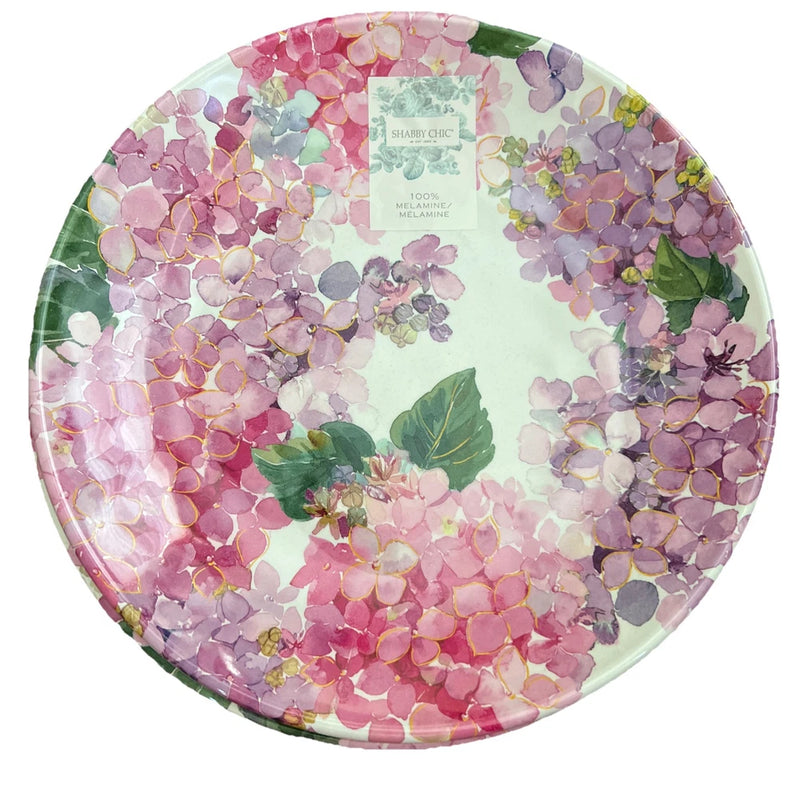 NEW Shabby Chic Purple Pink Hydrangea Floral 11Ó Melamine Dinner Plates Set of 4 Hydrangea