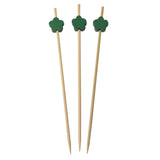 Decorative Color Flower End Bamboo Appetizer Drink Stick Picks Green Plant