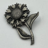 Vintage Metzke Pewter Sunflower Flower Brooch 2.25