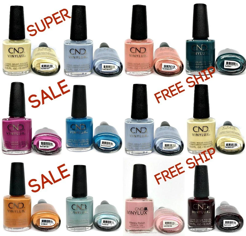 CND Vinylux nail polish bottle set with assorted pastel and neutral shades