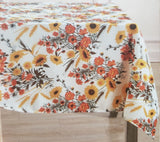 Printed Fabric Tablecloth 52"x70"Oblong,SUNFLOWERS&ORANGE FLOWERS,Seasons Change Sunflower