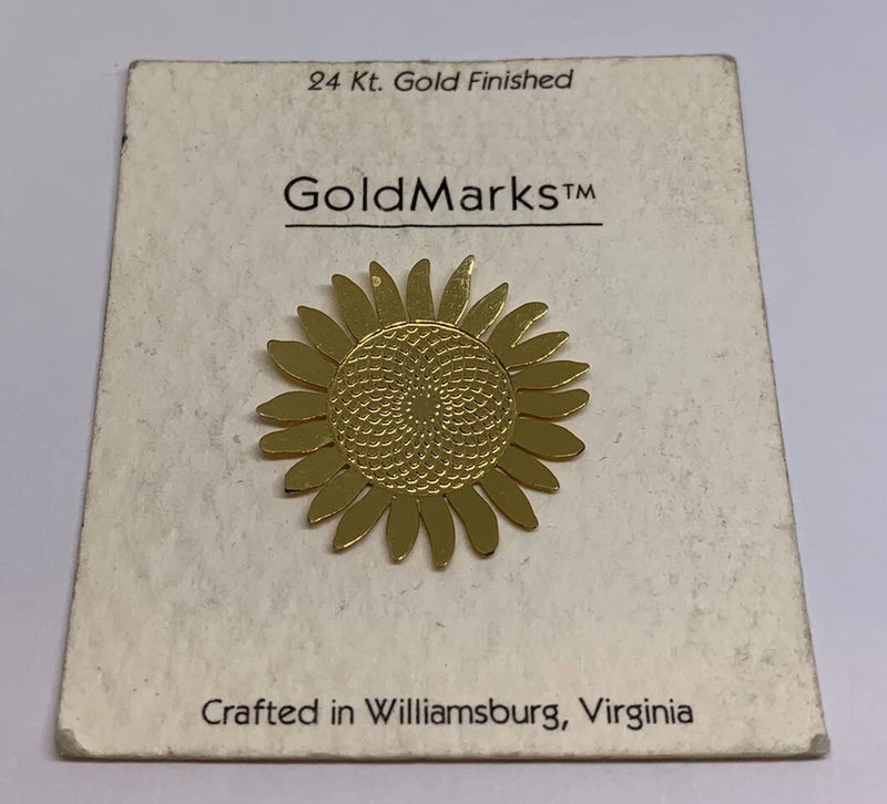 GoldMarks 24kt Gold Finished Sunflower Flower Head Williamsburg Lapel Pin (235) Sunflower