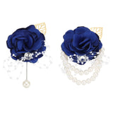 Rose Bridesmaid Wrist Flower Corsage Artificial Bride Wrist Corsage Deep Blue Bouquet