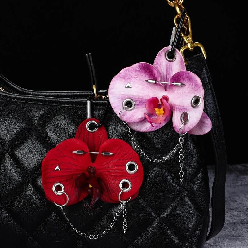 Orchid Lily Keychain Backpack Decoration Gifts Simulation Flower Keyring Lily