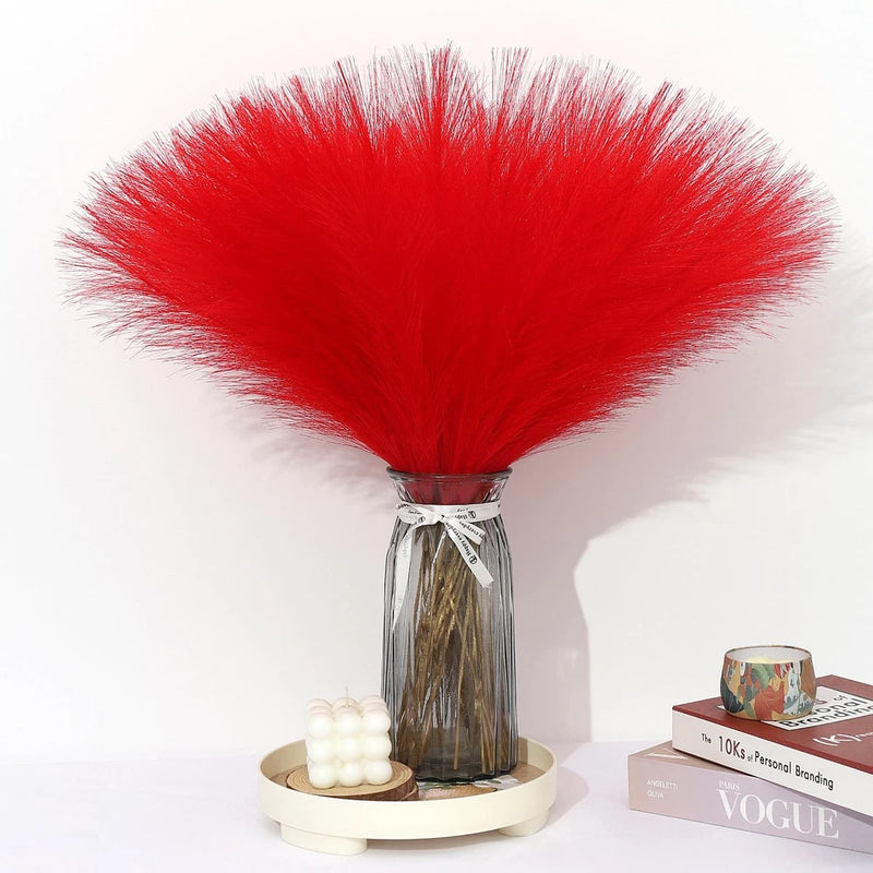 Red Pampas Grass Decor 30 Pcs 21.7 Inch Faux Pampas Grass Bulk Artificial Dri... Pampas Grass