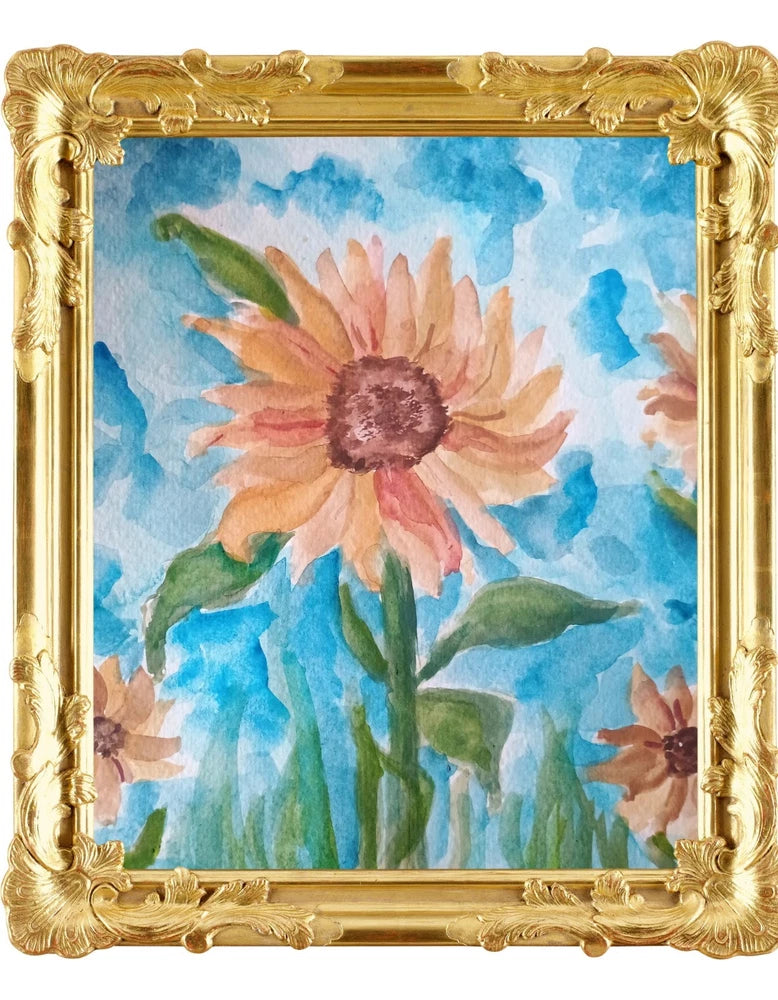 Original Sunflower Painting UNFRAMED. 8_8 inch. Watercolor Painting On Paper Sunflower