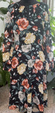 Tahari Arthur S. Levine Dress Floral Women Sz 12 Rose Hydrangea Gold Highlights Hydrangea