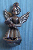 Vintage Creed Jamuary carnation flower angel sterling charm Carnation