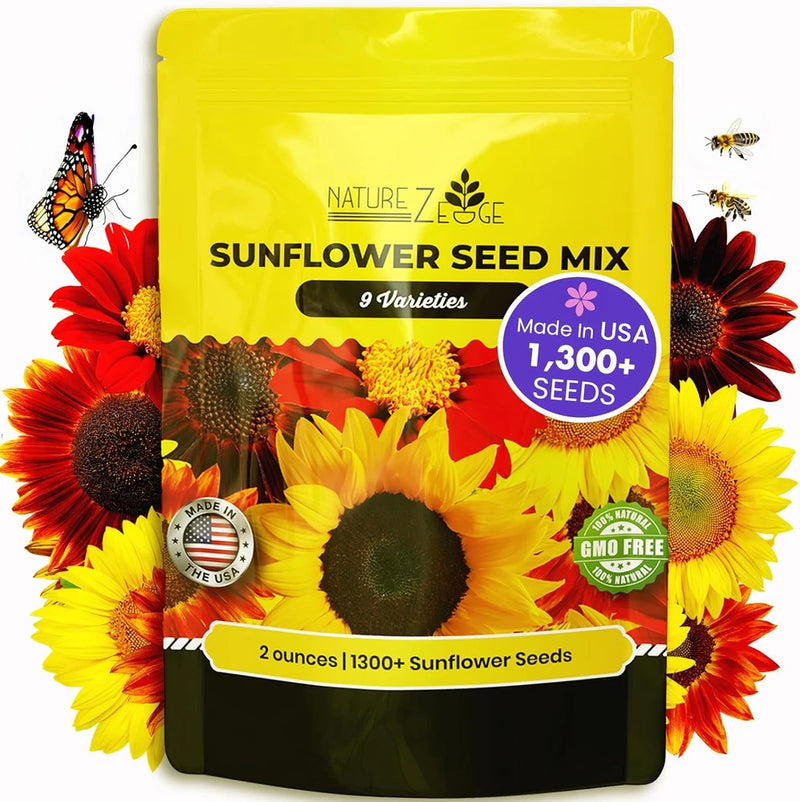 1300+ Sunflower Seeds Garden Variety Pack, Bulk Sunflower Seeds for Planting Flo Garden Plants