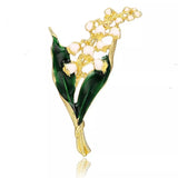 ZARD Lily of the Valley Flower Enamel Brooch Spring Pin Lily