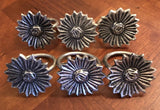 Vintage Set Of 6 Flower Sunflower Metal Napkin Rings NEW Sunflower