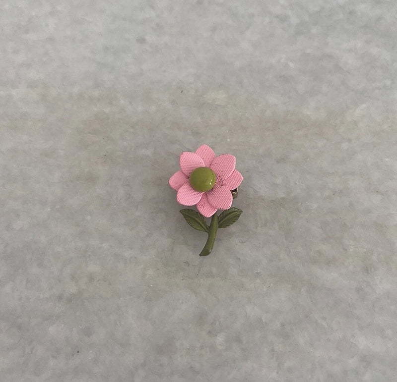 Vintage Small Pink Enamel Flower Daisy Carnation ? Lapel Pin Carnation