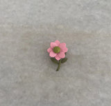 Vintage Small Pink Enamel Flower Daisy Carnation ? Lapel Pin Carnation