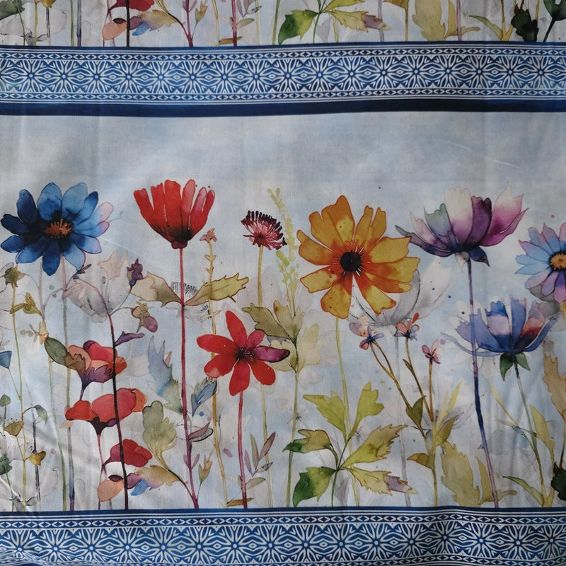 Blooming Day & Night Running Stripe Print Cotton Shirting/Quilting Jason Yenter Flowering Plants