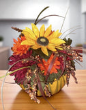 Fall Thanksgiving Centerpiece | Sunflower Pumpkin Floral Arrangement Decor Sunflower