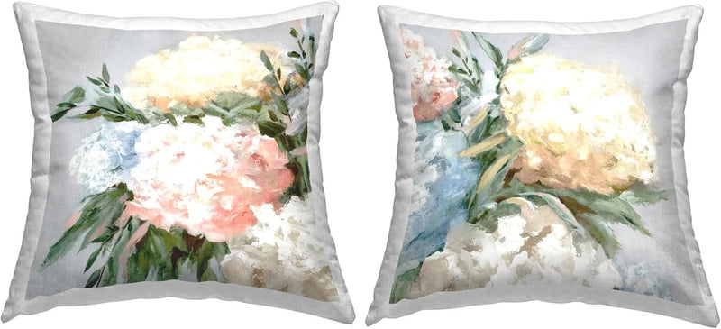 Pastel Hydrangeas Throw Pillow Set by Alex Black - 2 Pack Hydrangea