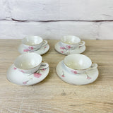 Vtg Pink Carnation Teacup & Saucer Lot 8pc 4 Sets China Sango Japan Carnation
