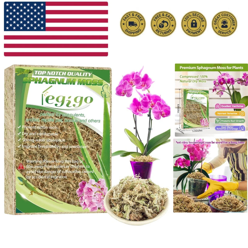 3.5oz  Sphagnum Moss Potting Mix- 4 QT Natural Succulent Carnivorous Plants M... Orchids