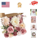 Versatile DIY Pink Floral Box Set - 19 Silk Roses for Wedding Arrangements Carnation