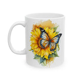 Sunflower Butterfly Birthday Coffee Mug Floral Gift Sunflower