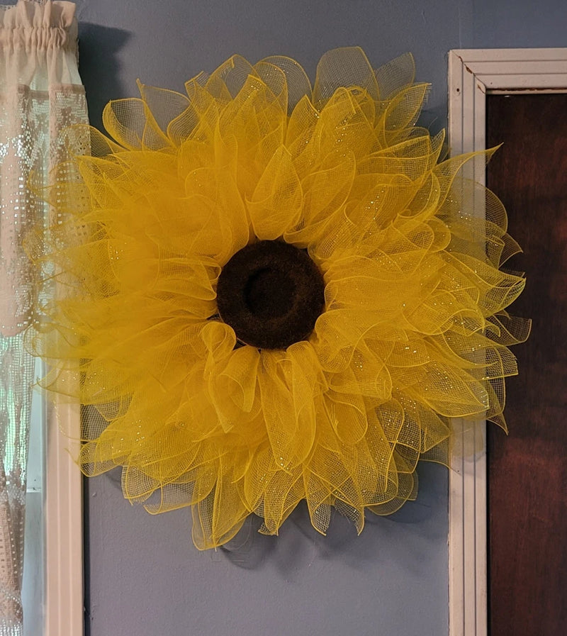 70" Handmade Sunflower Wreath, Huge Wreath almost 2.5ft across, Beautiful Sunflower