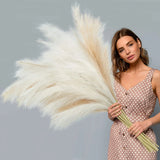 8 Pcs Faux Pampas Grass Decor 38''/97Cm Tall Artificial Large Pompas Grass Pompo Pampas Grass