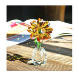 Gold Crystal Flower Figurine Ornament Perfect Gift for Any Occasion 2.3x3.5in Sunflower