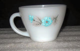 Vintage Fire King Oven Ware Bonnie Blue Carnation Flower Coffee Tea Cup Carnation
