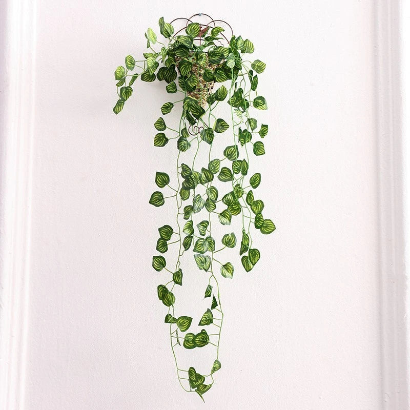 Artificial vine Plastic stem Rattan Silk flower 9 stems 90cm Eye catching Green Plant