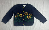Vintage 90s B.T. Kids Blue Girls Size 4T Sunflower Cottagecore Cardigan Sweater Sunflower