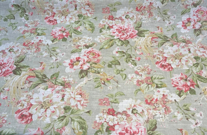 Waverly Hidden Pond Vintage Floral Apricot Drapery Upholstery Fabric By the Yard Flowering Plants