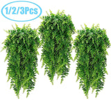1/2/3Pcs Ferns Artificial Rattan Plastic Fake Hanging Plant Vine Outdoor Decor Green Plant