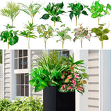 11 Bundles Artificial Plants Outdoor, Faux Greenery Stems UV Resistant Plasti... Green Plant