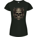 A Gothic Skull With Roses Womens Petite Cut T-Shirt Roses