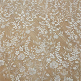 Flowers Plant Dancing Dress Lace Fabric Embroidery Wedding Gown Sequin Tulle 1 Y Flowering Plants