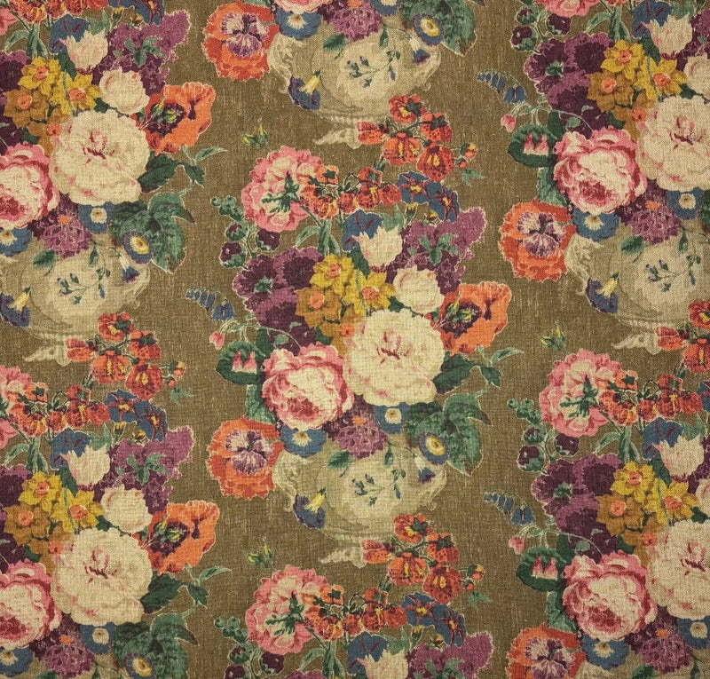 P KAUFMANN BEAUMONT VASE DOCUMENT FLORAL LINEN MULTIUSE FABRIC 2.25 YARD 54"W Flowering Plants