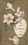 Easter Flowers Lilies with 'May your happy' Greeting 1913 Original Vintage Lily