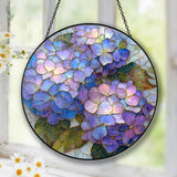 Blue Hydrangea Glass Suncatcher Ð Floral Window Hanging Decor ____ Hydrangea