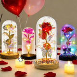 Galaxy Eternal Rose In Glass Dome LED Forever Light Flower Valentine's Day Gift Roses