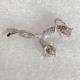 Vintage Pair of Rhinestone Lily Flowers Pin Lily