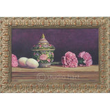 Purple Passion With Pink Carnations- Flowers Print on Canvas-Giclee-Gold Frame Carnation