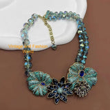Last Stock Heidi Daus Leaping Lily Pads asymmetrical Necklace lotus Flower NWOT Lily