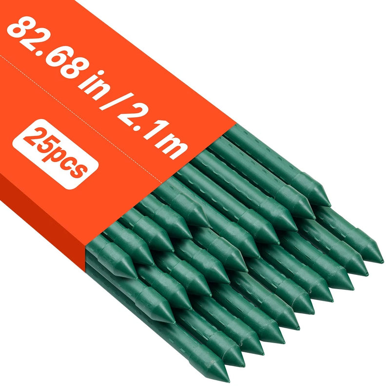 VEVOR Garden Stakes Tomato Stakes 25 Pack 82.68 inch Plastic Coated Metal Sticks Garden Plants