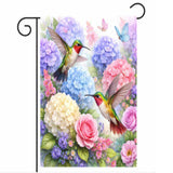 Hydrangea Garden Flag 12x18 Hummingbird Spring Summer Floral Outdoor Yard Decor Hydrangea