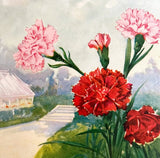 Carnation Lithograph 1920 Flower Print Myron Van Brunt Floral Garden Art DWDD16 Carnation