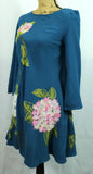 Anthropologie Varun Bahl Hydrangea Floral Swing Dress Size 0 Embroidery A-Line Hydrangea