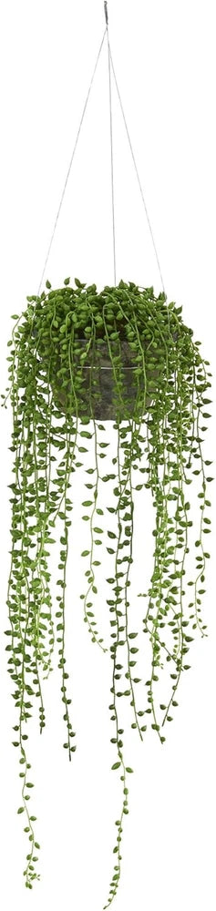 Lifelike String of Pearl Hanging Plant Basket for Home Decor Green Plant