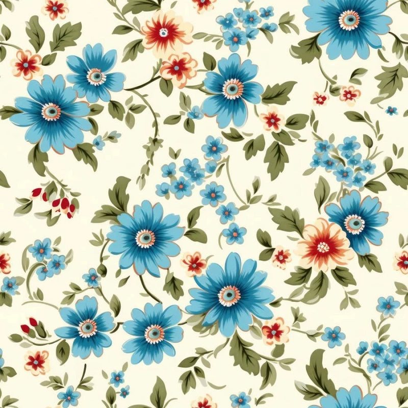VINTAGE FLORAL #55 Fabric Fat Quarter 18" x 22", Reproduction Print, Quilting Flowering Plants